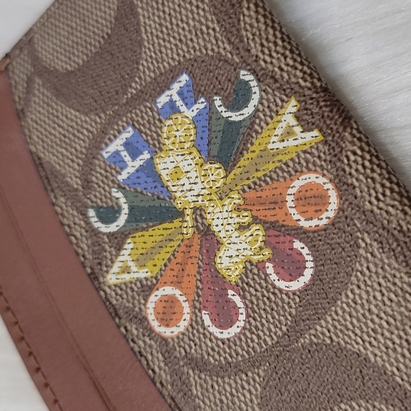 Coach Shaped Card Case In Signature Canvas With Coach Radial Rainbow - Picture 2 of 4